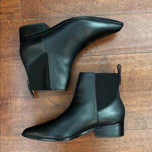 Frankie4 “Nina” Black Leather Pointed Toe Ankle Boots, Size 11